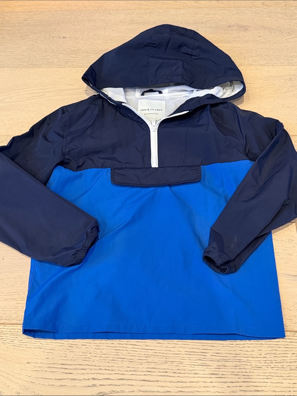 Janie and Jack Navy & Royal Blue Colorblock Hooded Pullover Jacket